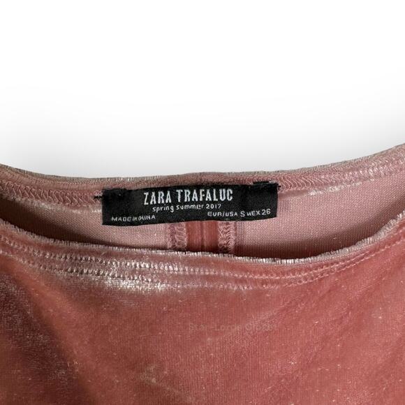 Zara Trafaluc Velvet Bodycon Tank Dress | Small | Pink Scoop Neck Party Cocktail - Picture 3 of 6